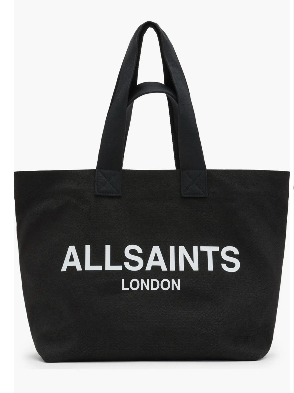 AllSaints Black Canvas Logo Tote Bag